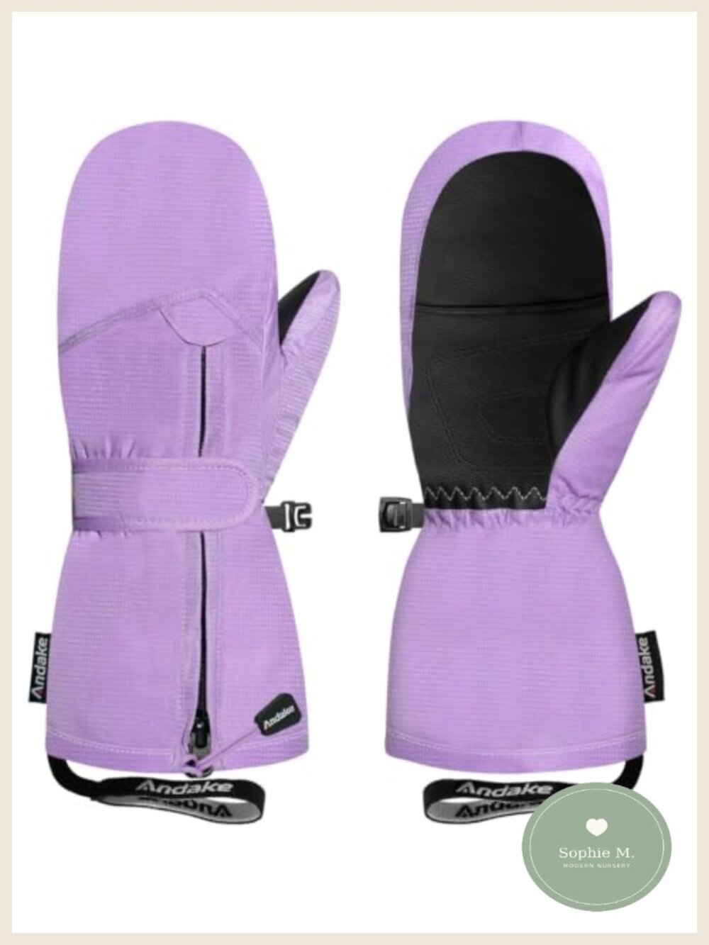Kids Winter Mittens Waterproof Windproof Skiing Snowboarding PU Leather